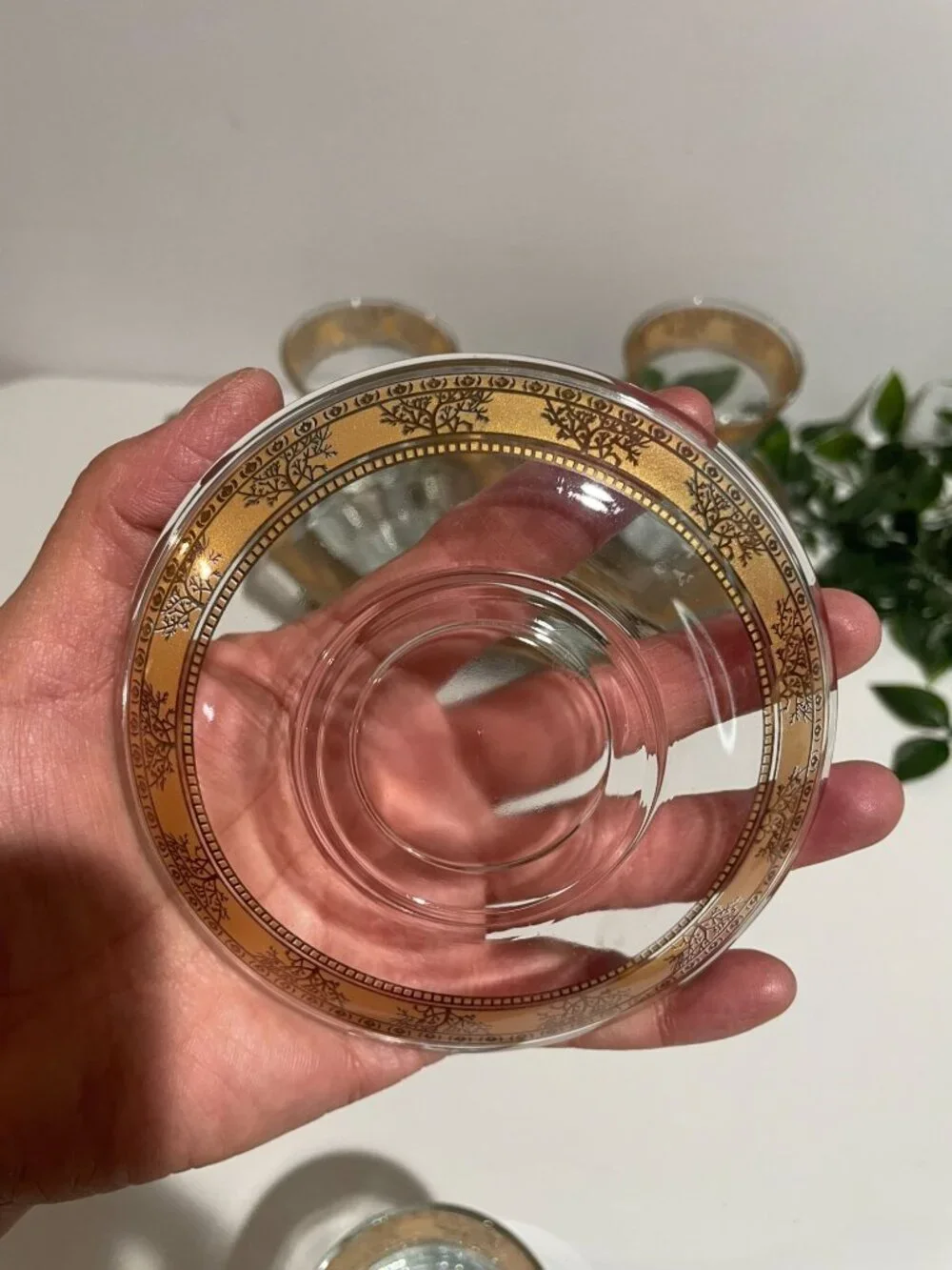 Turkish Tea Glasses With Gold Trim & Matching Saucers - Elegant Design Set Of 3